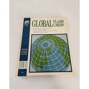 Vintage Global Flash Cards 42 Country Maps 6 Continent Media Materials Made USA